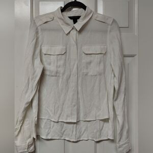 White House Black Market White "Snap- Up" Shirt.  Sz 10
